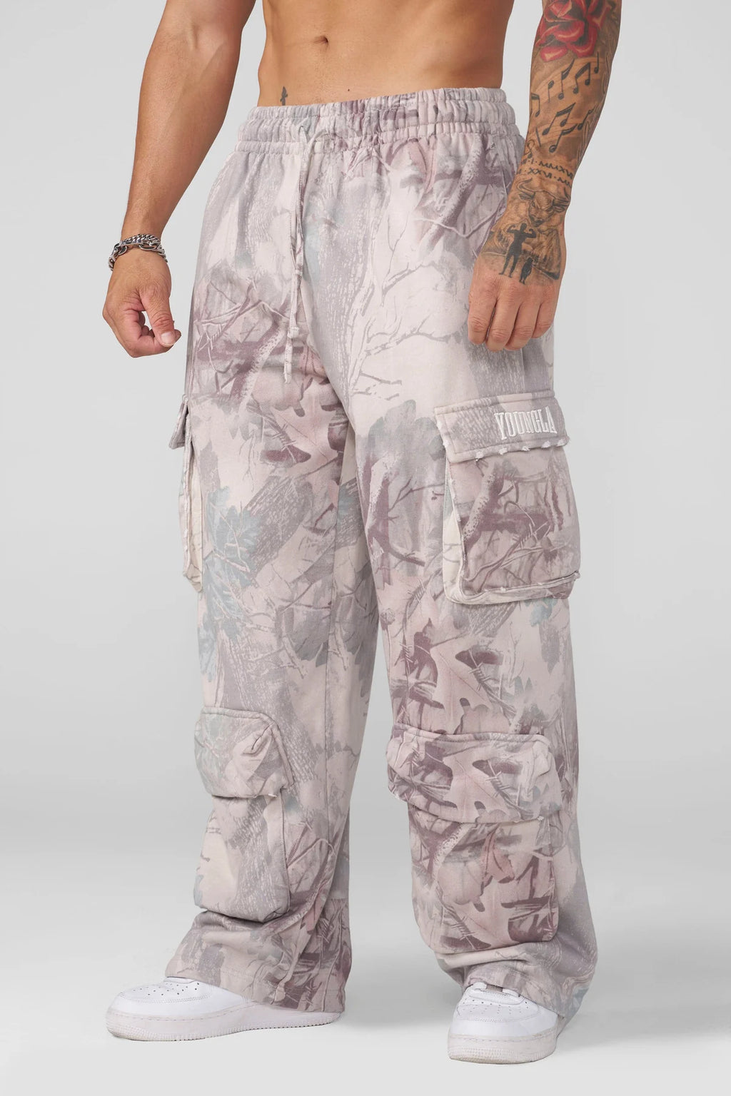 YoungLA Heritage Camo Cargo Sweats Desert Tan Tree Camo