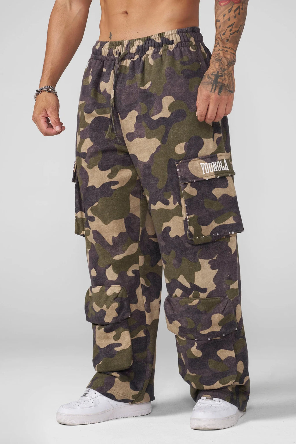 YoungLA Heritage Camo Cargo Sweats Green