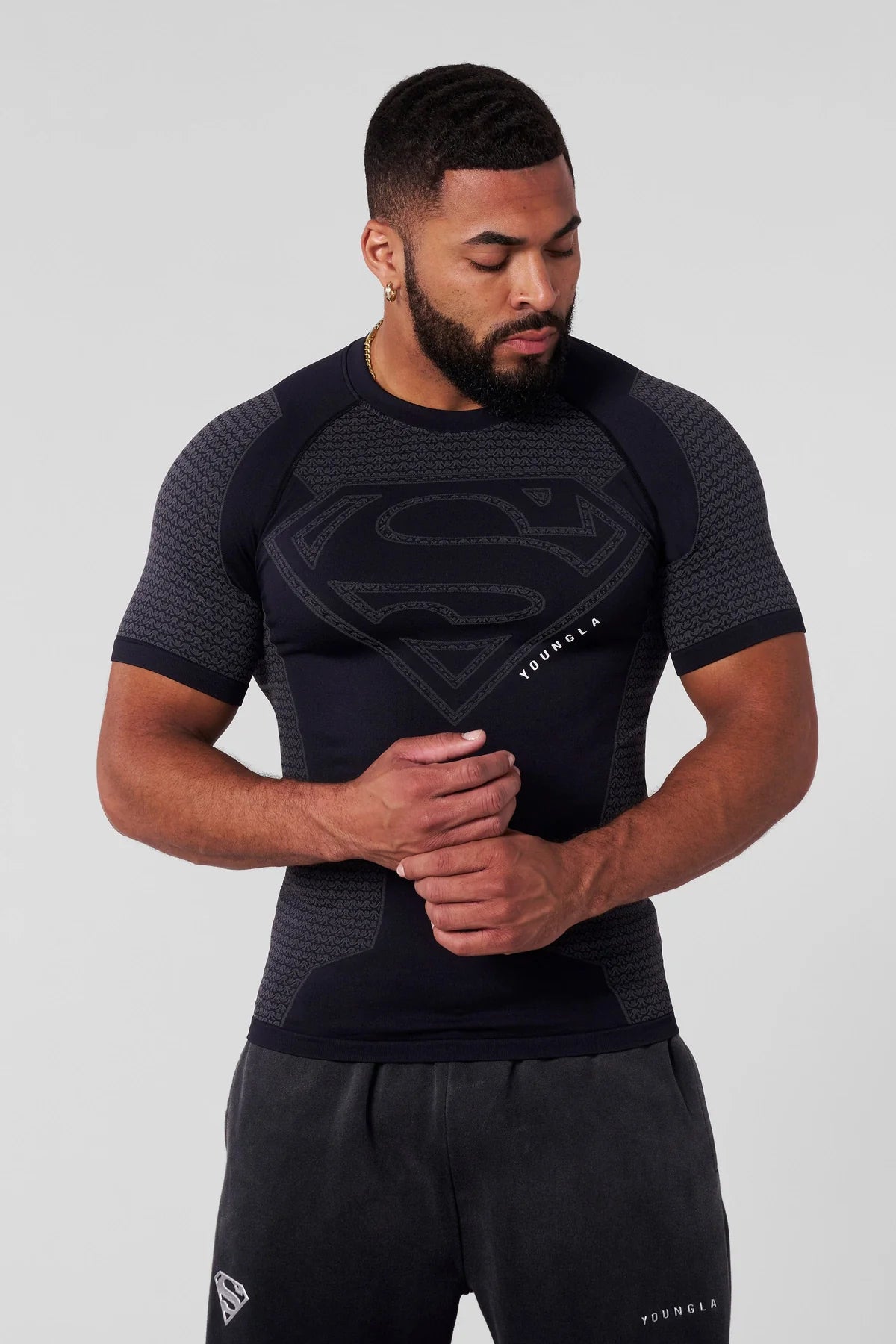 Superman Compression Tees Youngla negra