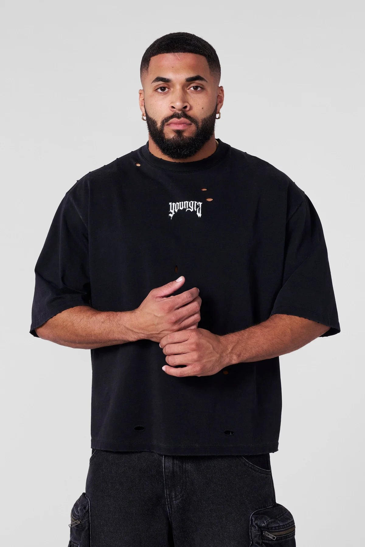 YoungLA Distressed Tees Black
