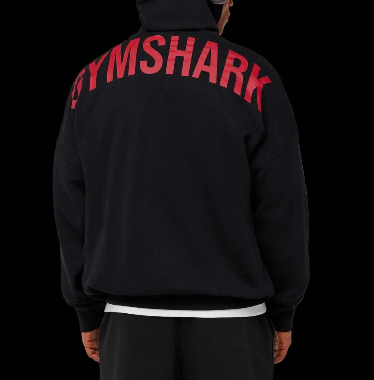 Gymshark Power Zip Up Hoodie - Black/Conditioning Red