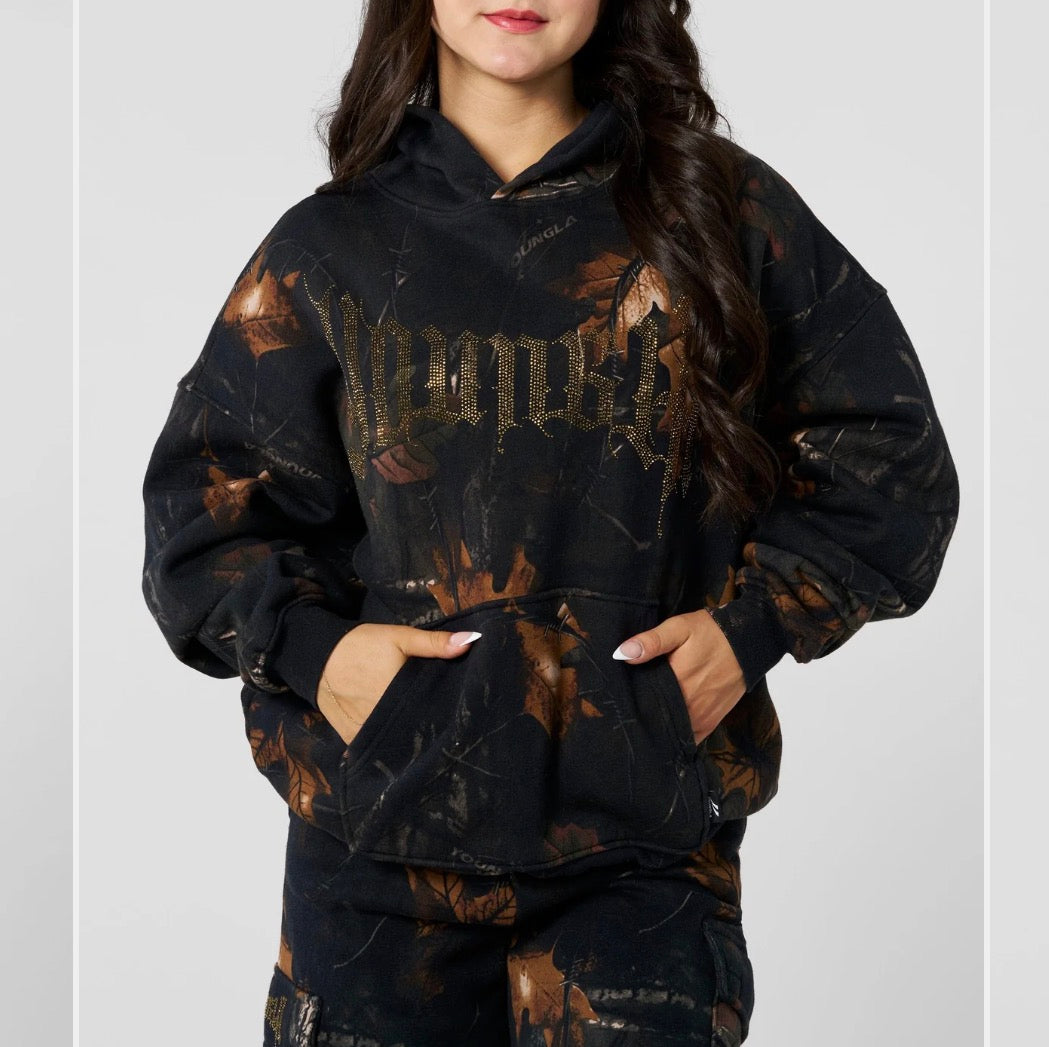 Camo Bling Hoodie verde oscuro