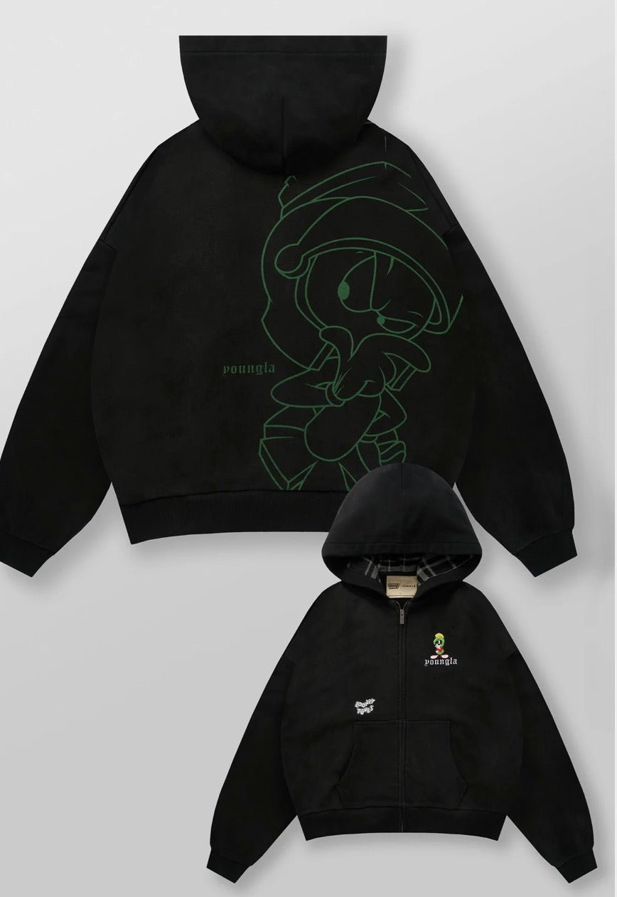 Looney Tunes Plaid Zip-Ups negra