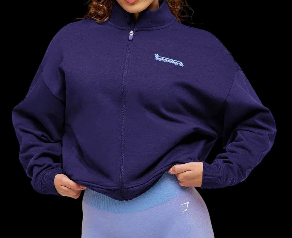 Gymshark Script Embroidery Full Zip Jacket - Indigo Purple