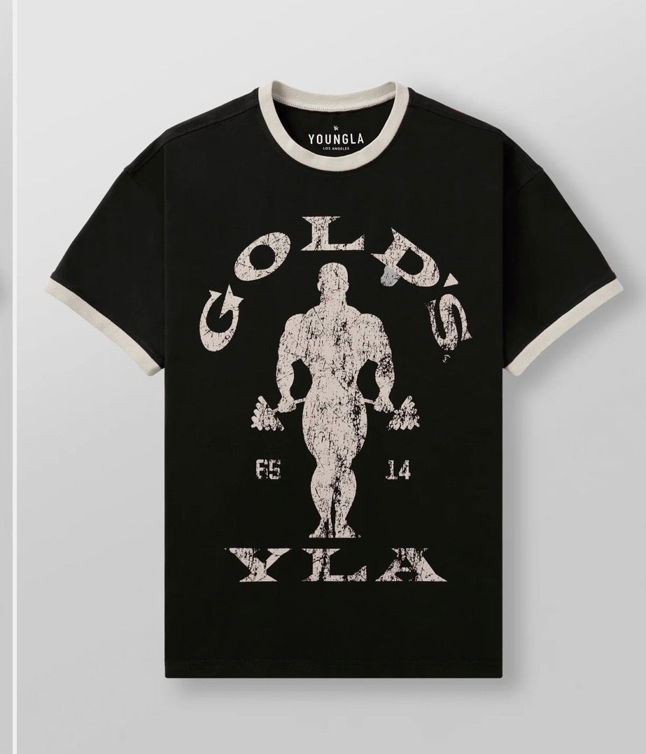 Golds Gym Ringer Tees Youngla negra