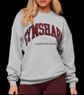 Gymshark Collegiate Graphic Crew Neck Pullover - Light Grey Core Marl/GS Sets Red