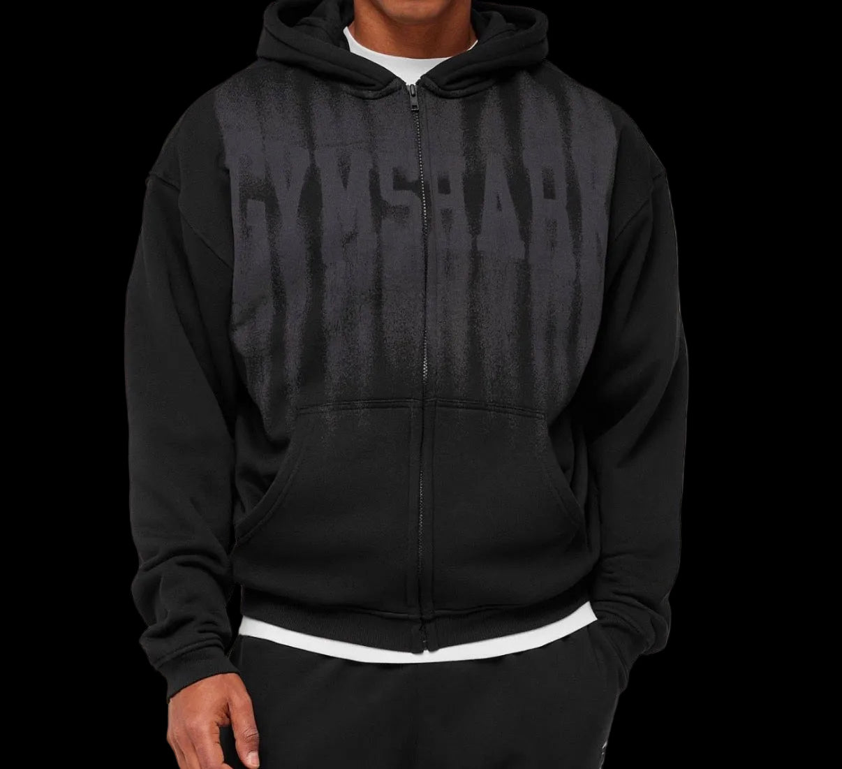 Fade Graphic Zip Through Hoodie black
