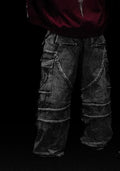 oversized distressed denim cargo jeans