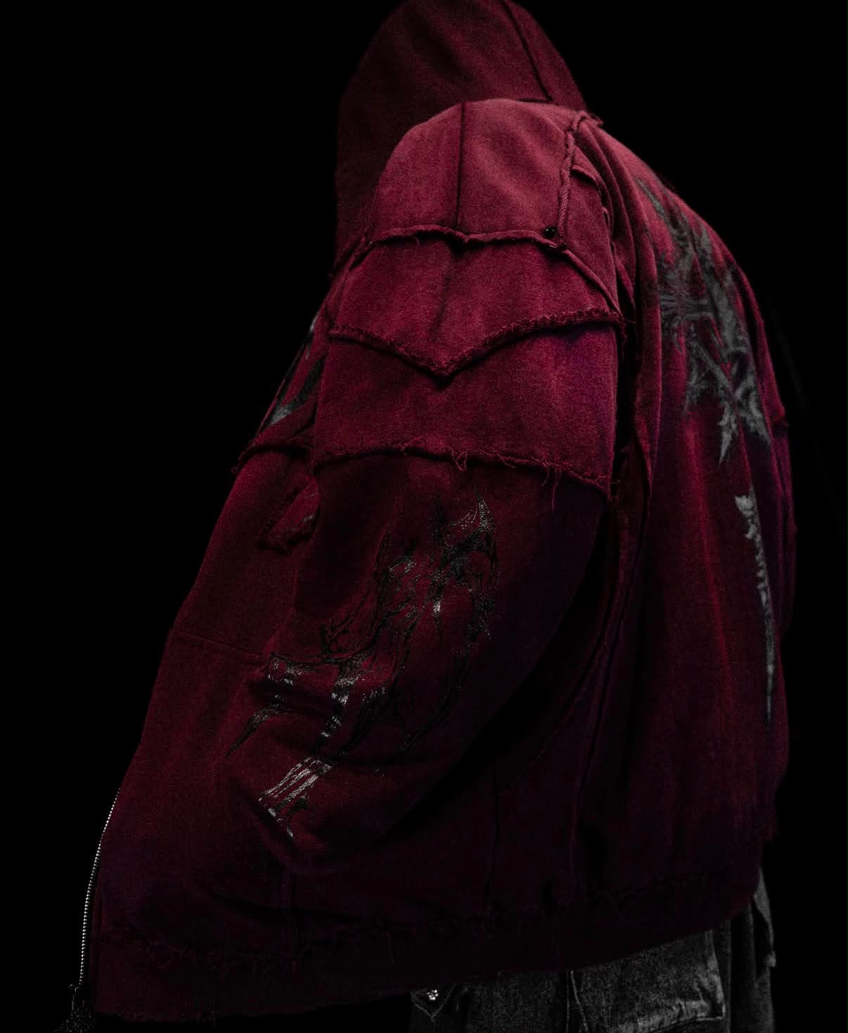 ruined oversized zip-up hoodie viola