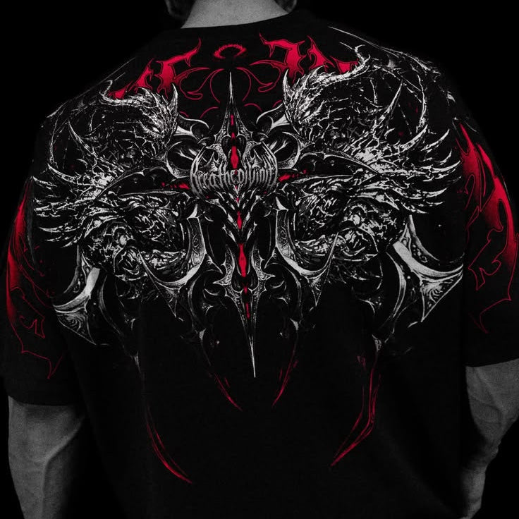 shadow monarch oversized t-shirt roja blanca