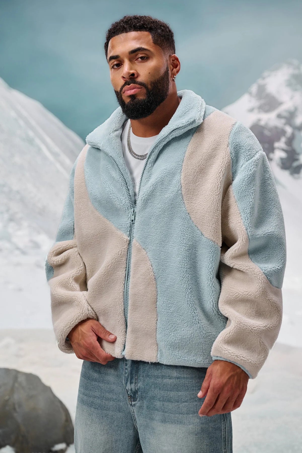 YoungLA Fuzzy Teddy Jackets Off Whithe/Blue