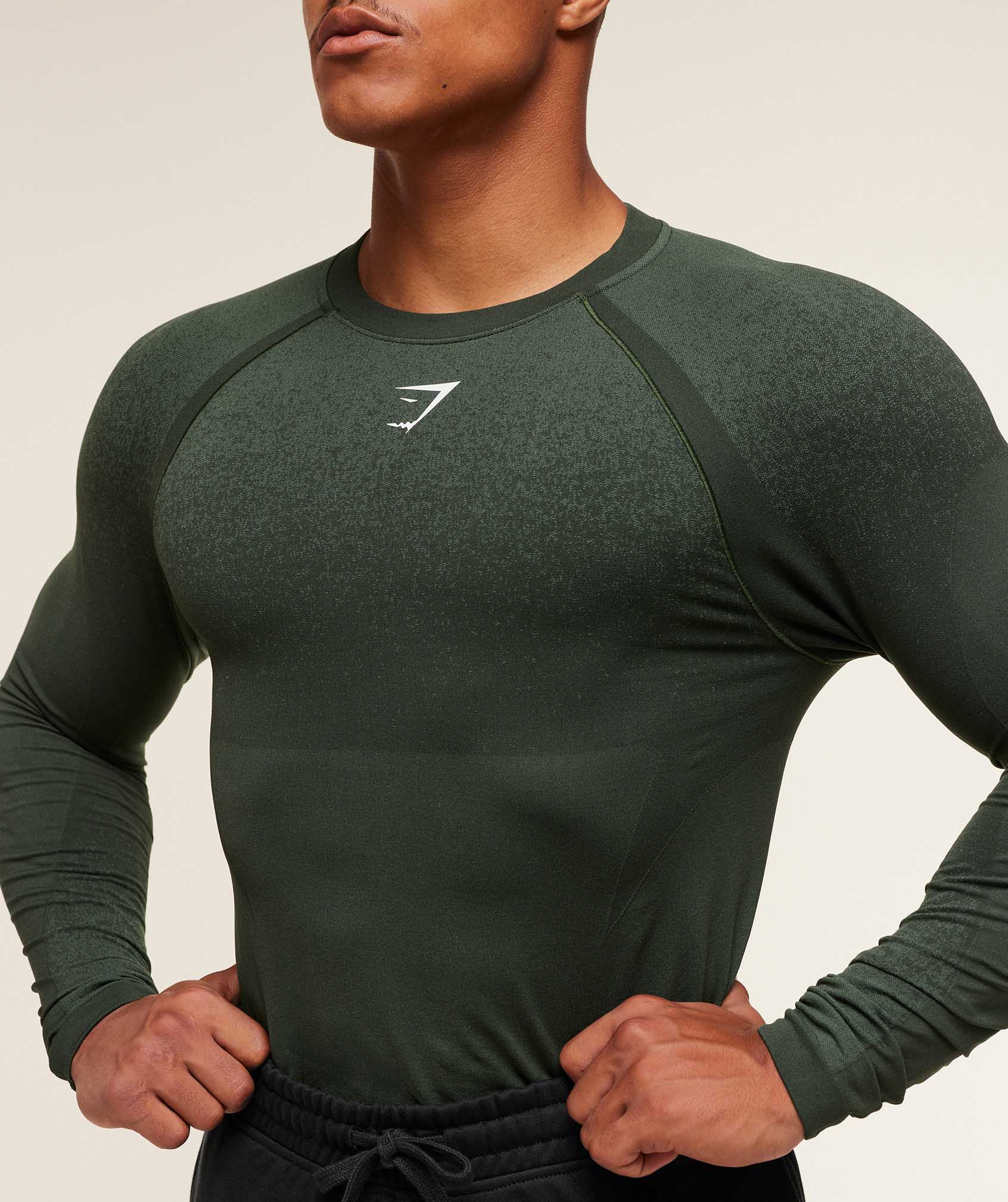 GymShark Shadow Seamless LongSleeve T-Shirt Tail Green