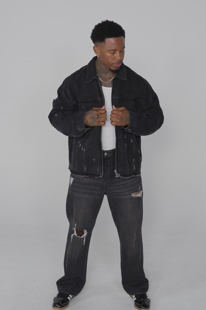 YoungLA Naruto Distressed Denim Jackets Black