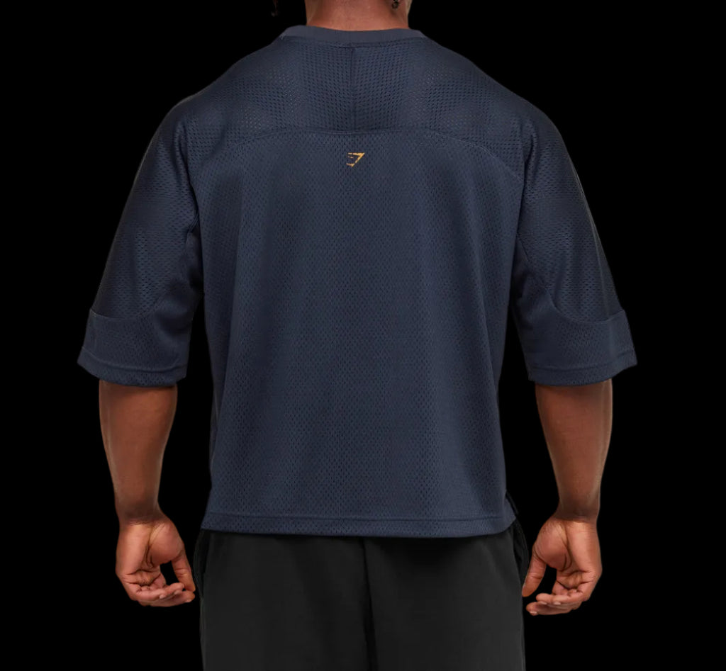 Gymshark Graphic Mesh Oversized T-Shirt HeavyBlue