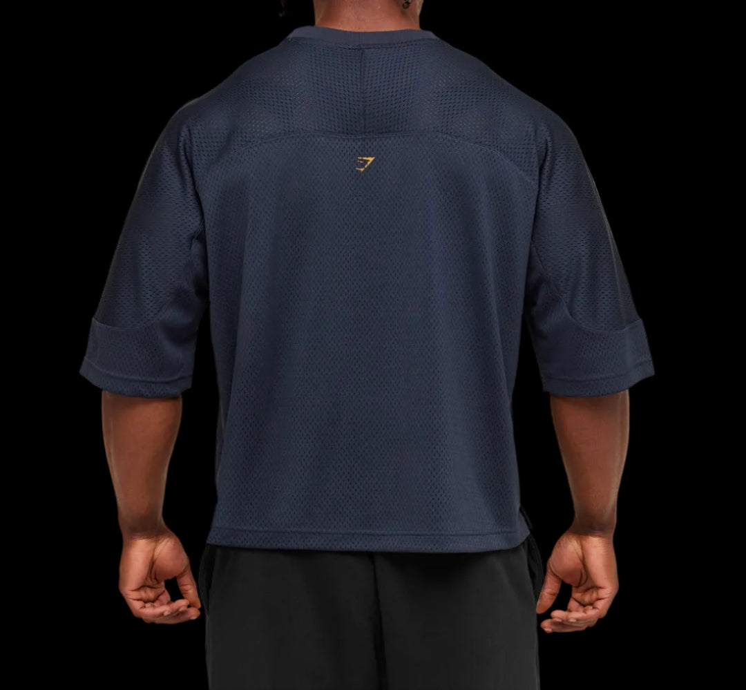 Gymshark Graphic Mesh Oversized T-Shirt HeavyBlue
