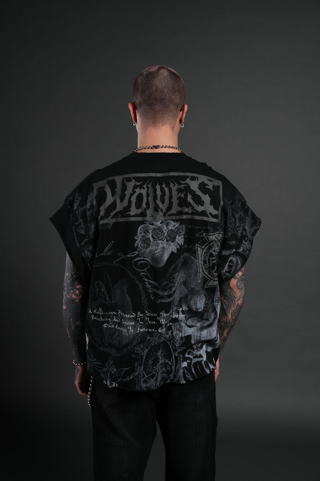 DarcSports Heart of Thorns Distressed Grunge Cut-Off Mid-Length Raw Hem Tee