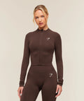 Gymshark Vital Seamless Midi Zip 2.0 Pullover - Rich Expresso