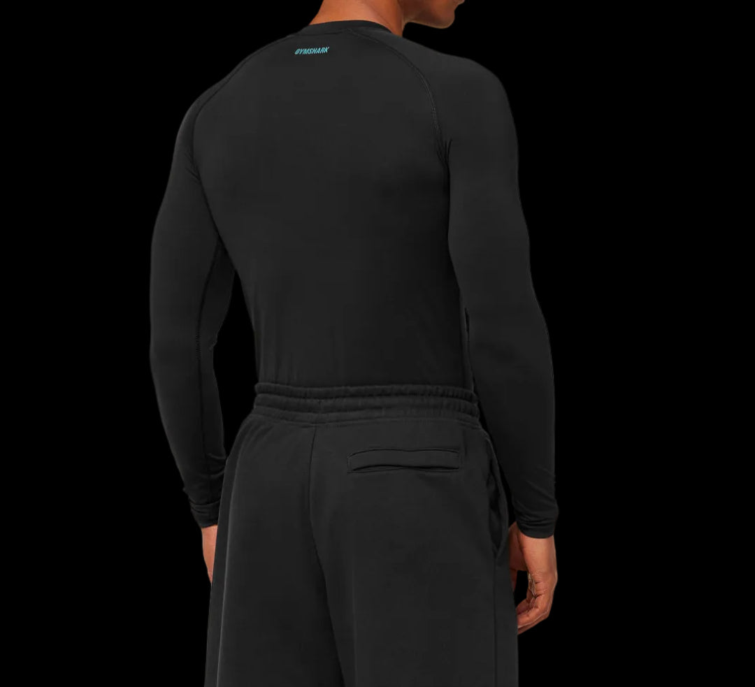 Gymshark Element Baselayer Long Sleeve T-Shirt - Black/Brand Blue