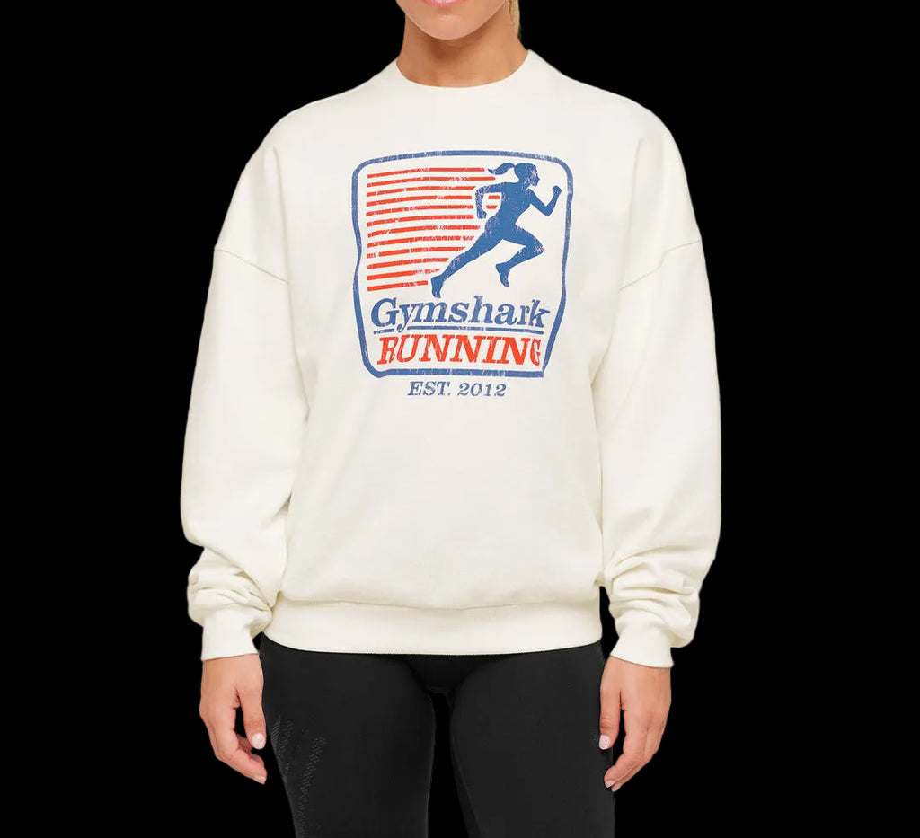 Gymshark Run Club Graphic Sweatshirt - GS Soft White