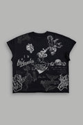 DarcSports Homage To La Grunge Mid Length RawHem Cap Sleeve Tee in Black