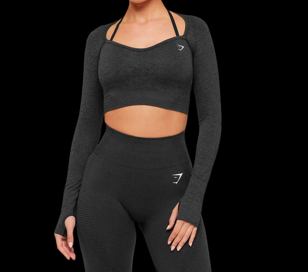 Gymshark Vital Sweetheart Neck Crop Top Black