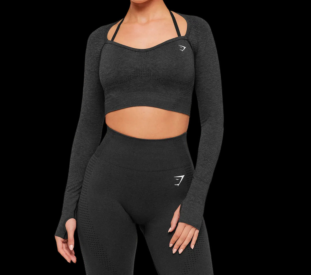 Gymshark Vital Sweetheart Neck Crop Top Black