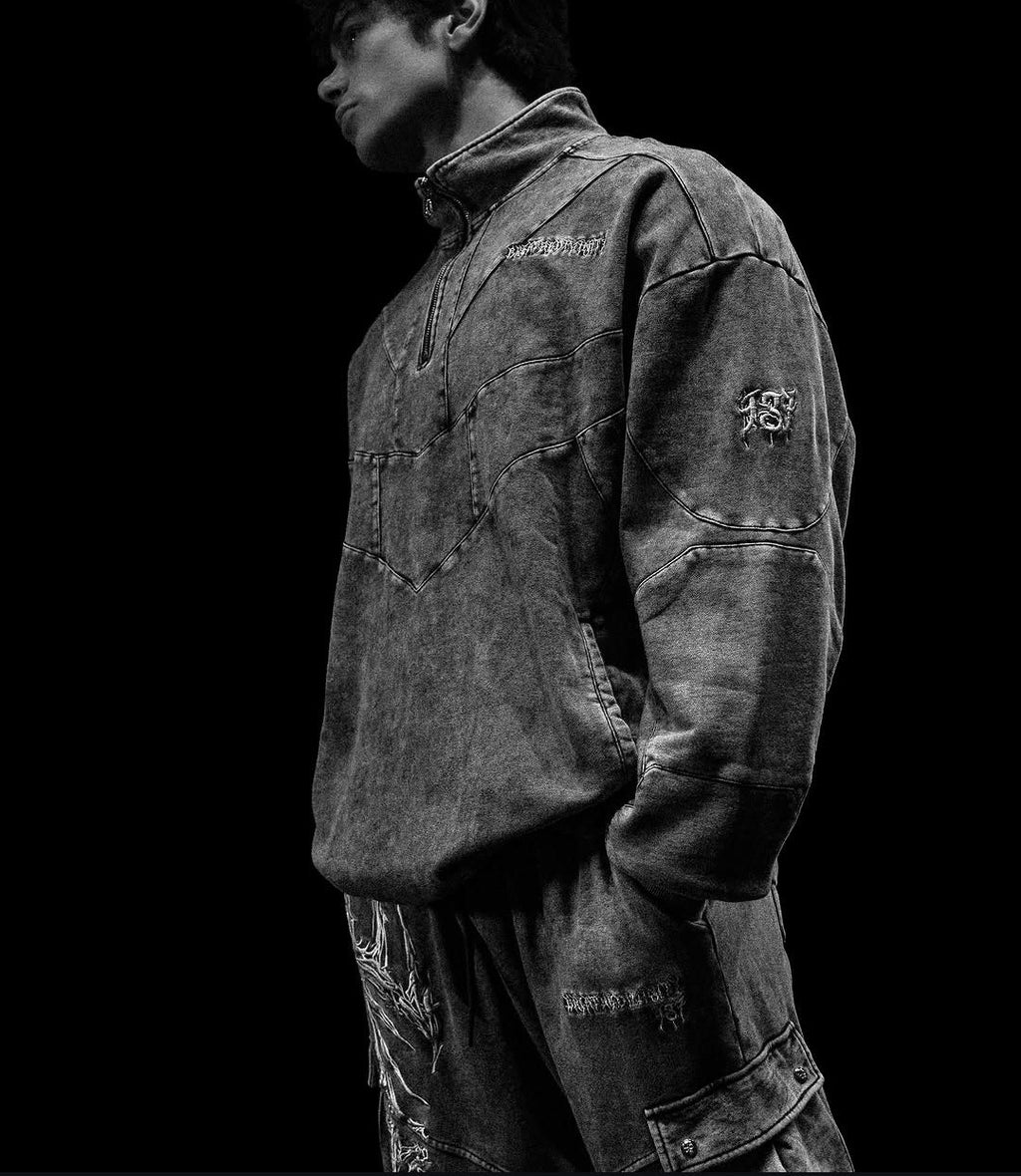 Breathedivinity Embroidered Tactical Sweats Hoodie Gray