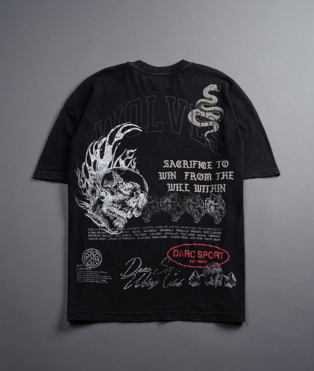 DarcSports Flame Skull Premium Oversized Tee inCream