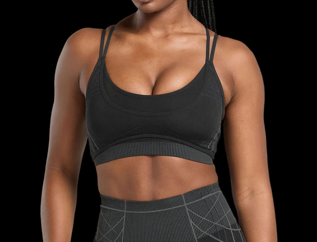 Gymshark Apex Seamless Strappy Sports Bra Worn Black