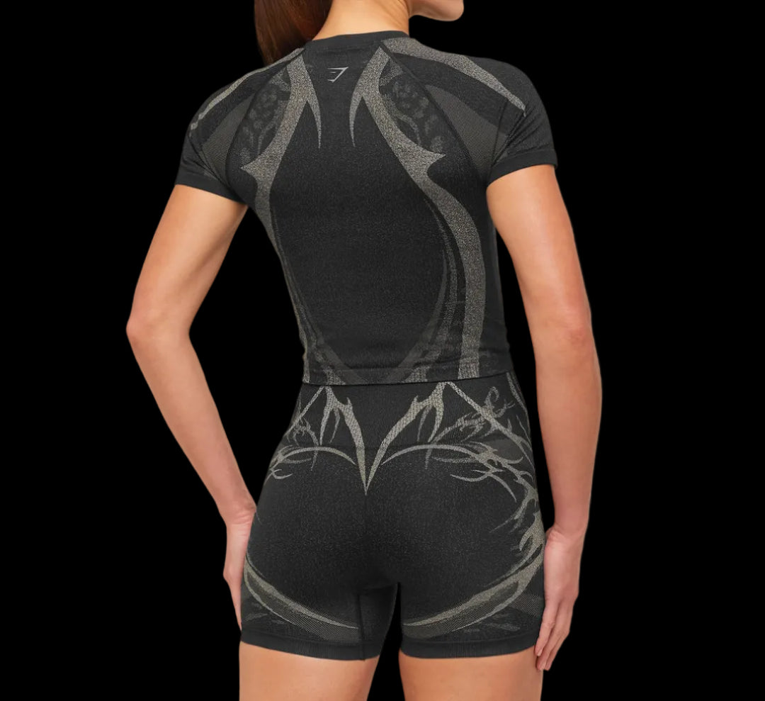 Gymshark Storm Seamless Short Sleeve Top Black/Tinted White