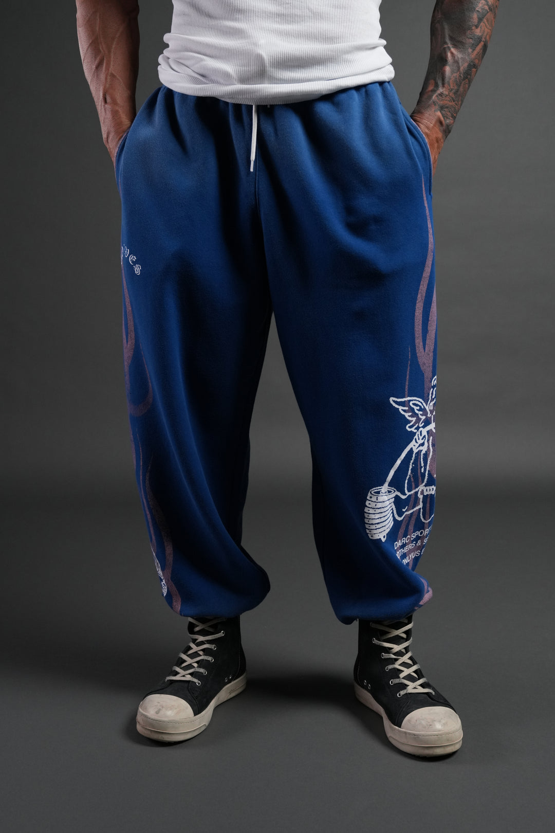 DarcSports Powerhouse of the Cherub UnisexLightweight Lounger Sweat Pants in DarcCobalt Drift Wash