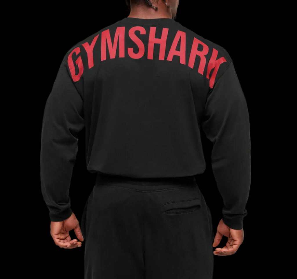 Gymshark Power Long Sleeve T-Shirt - Black/Conditioning Red