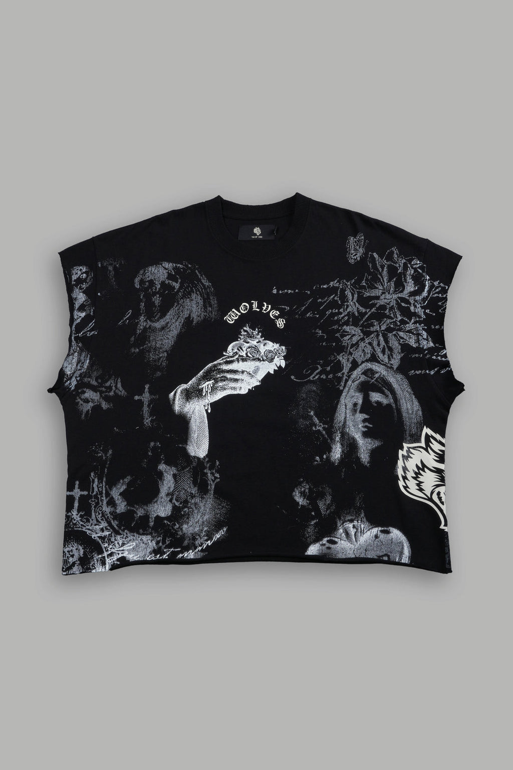 DarcSports Heart of Thorns Distressed Grunge Cut-Off Mid-Length Raw Hem Tee
