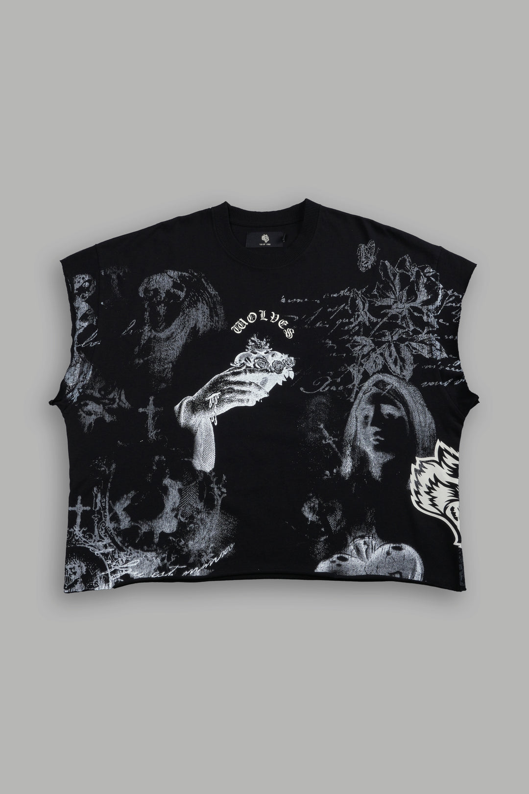 DarcSports Heart of Thorns Distressed Grunge Cut-Off Mid-Length Raw Hem Tee