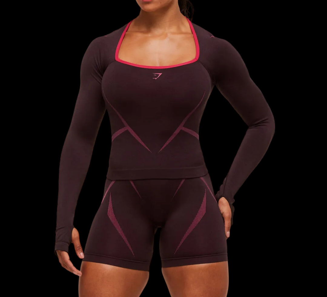 Gymshark Apex Lift Seamless Long Sleeve Crop top Cherry Purple