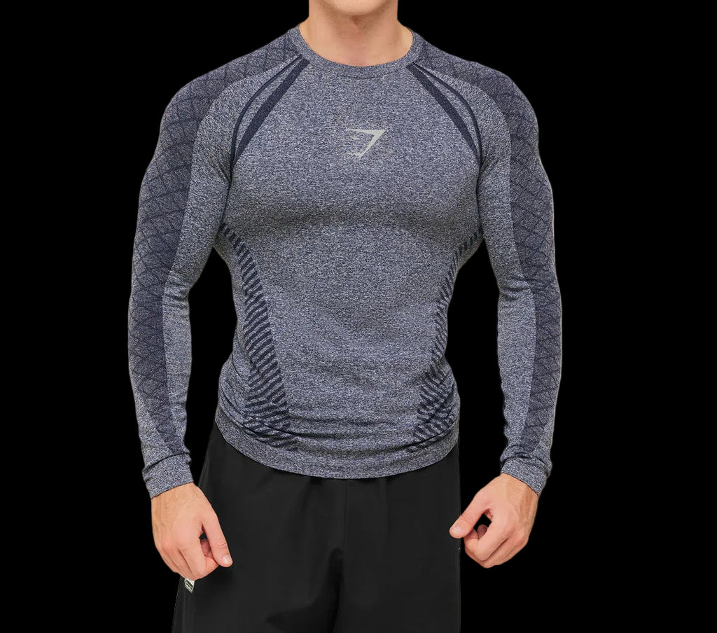 Gymshark Devant Seamless Long Sleeve T-Shirt Blue