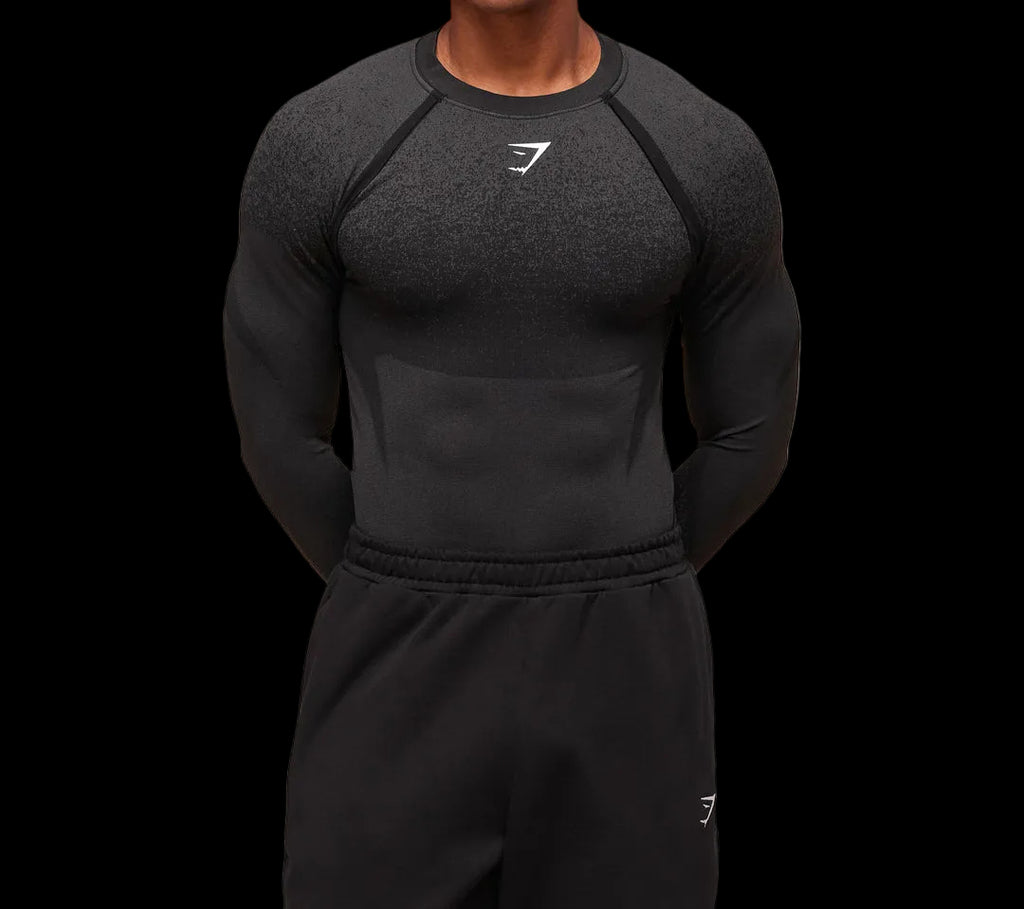 Gymshark Shadow Seamless Long Sleeve T-Shirt Black