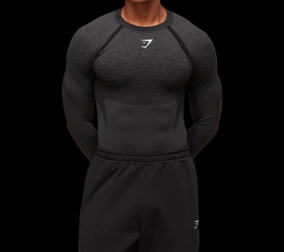 Gymshark Shadow Seamless Long Sleeve T-Shirt Black