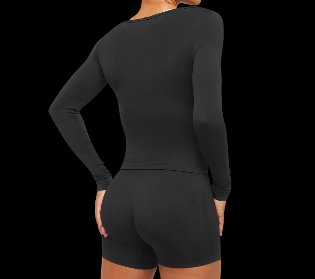 Gymshark Everyday Seamless Wide Neck Long Sleeve Top Black