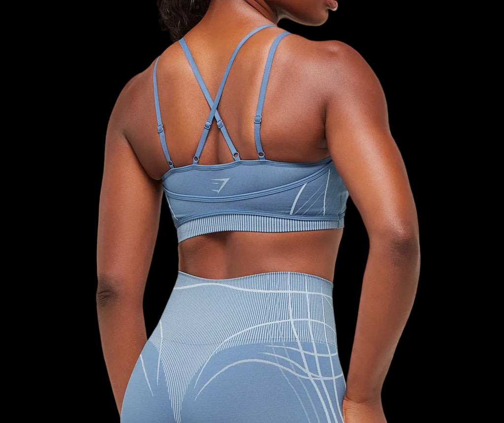Gymshark Apex Seamless Strappy Sports Bra Worn Blue