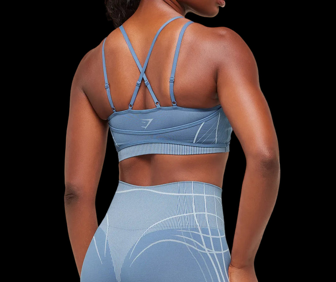 Gymshark Apex Seamless Strappy Sports Bra Worn Blue