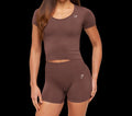 Gymshark Everyday Seamless Tight Fit Crew Neck Tee Brown