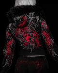 Breathedivinity Womens Parasite Fitted Faux-Fur Zip Up Jacket Red