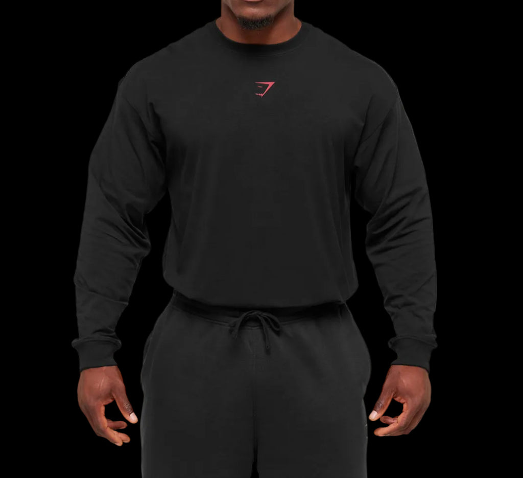 Gymshark Power Long Sleeve T-Shirt - Black/Conditioning Red