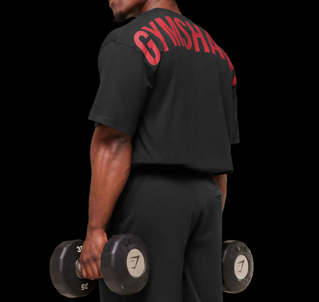 Gymshark power Tshirt Black/Conditioning Red