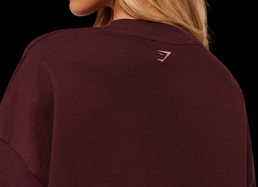 Gymshark Collegiate Graphic Crew Neck Pullover - Rich Maroon