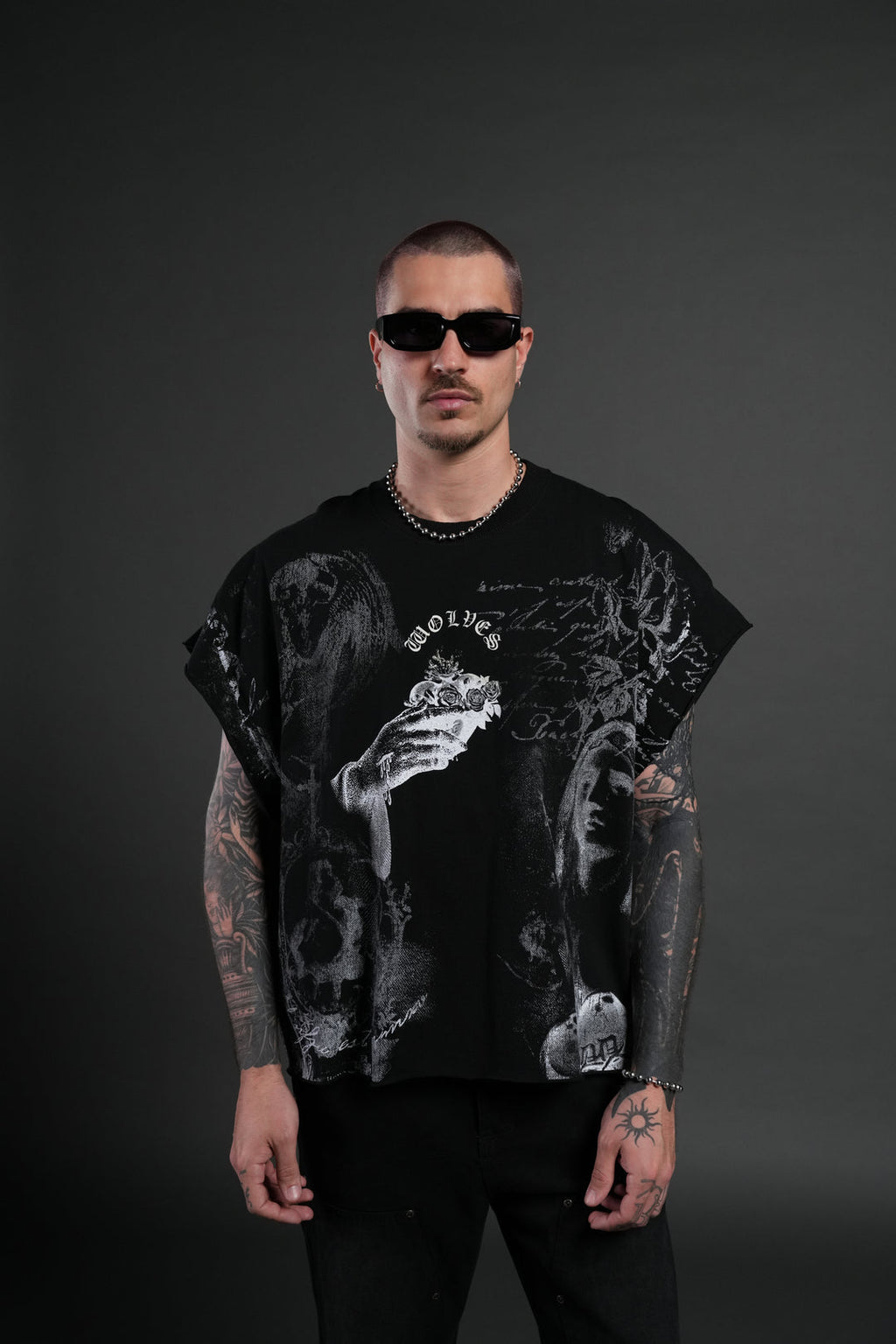 DarcSports Heart of Thorns Distressed Grunge Cut-Off Mid-Length Raw Hem Tee