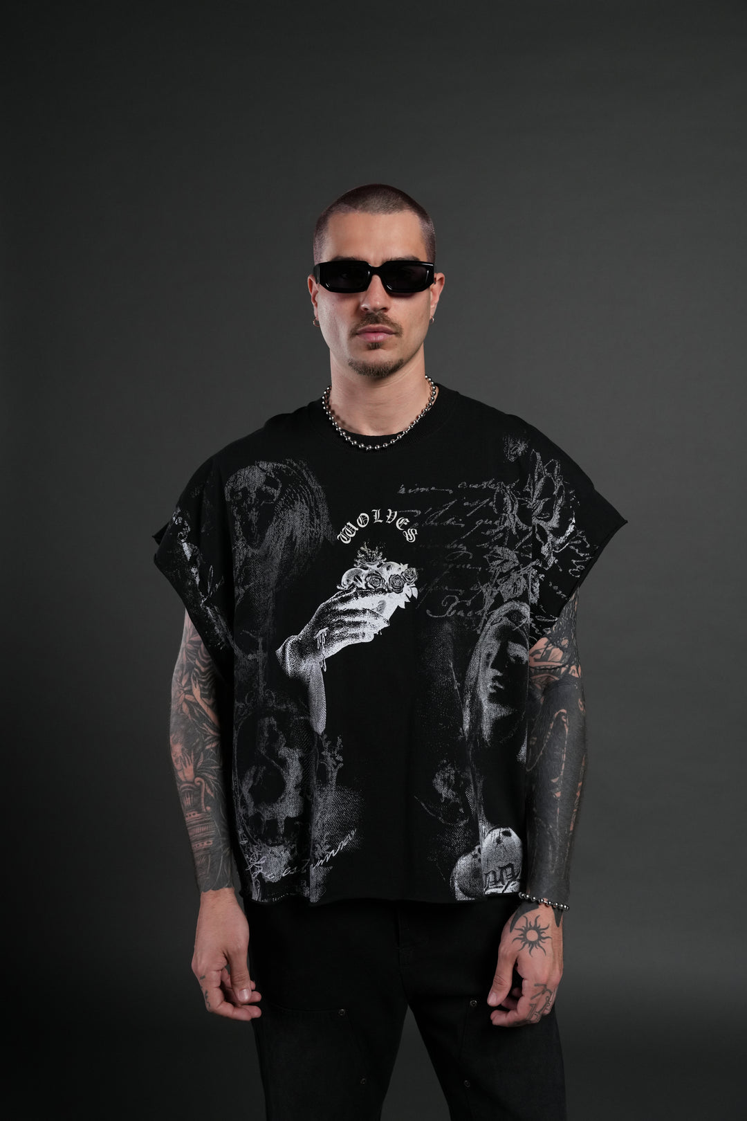 DarcSports Heart of Thorns Distressed Grunge Cut-Off Mid-Length Raw Hem Tee