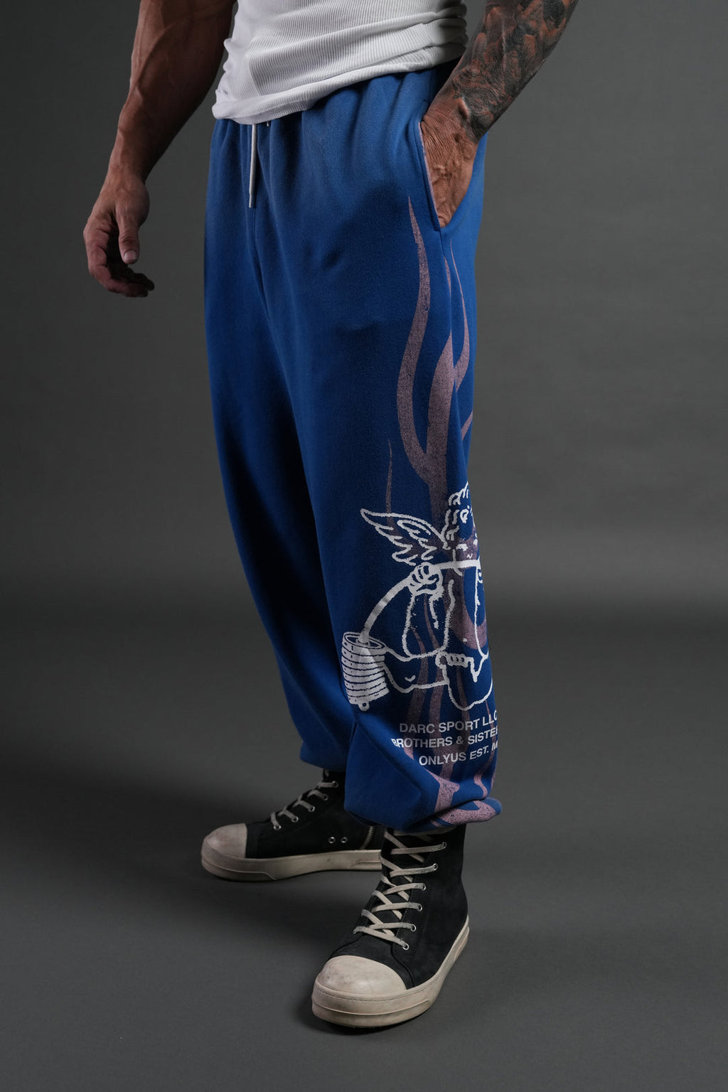 DarcSports Powerhouse of the Cherub UnisexLightweight Lounger Sweat Pants in DarcCobalt Drift Wash