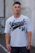 YoungLA Distressed Script Tees Gray